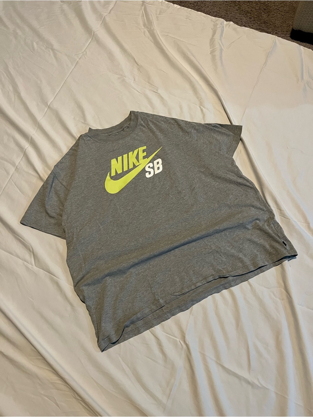 Nike Grey Short Sleeve Tee with Neon Yellow Logo